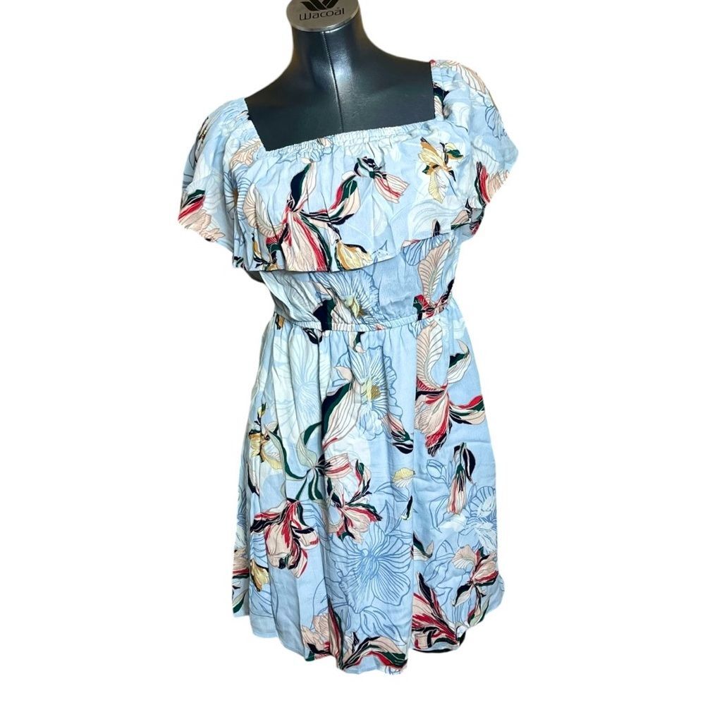 Cupcakes & Cashmere women’s floral blue prairie dress midi sleeveless preppy